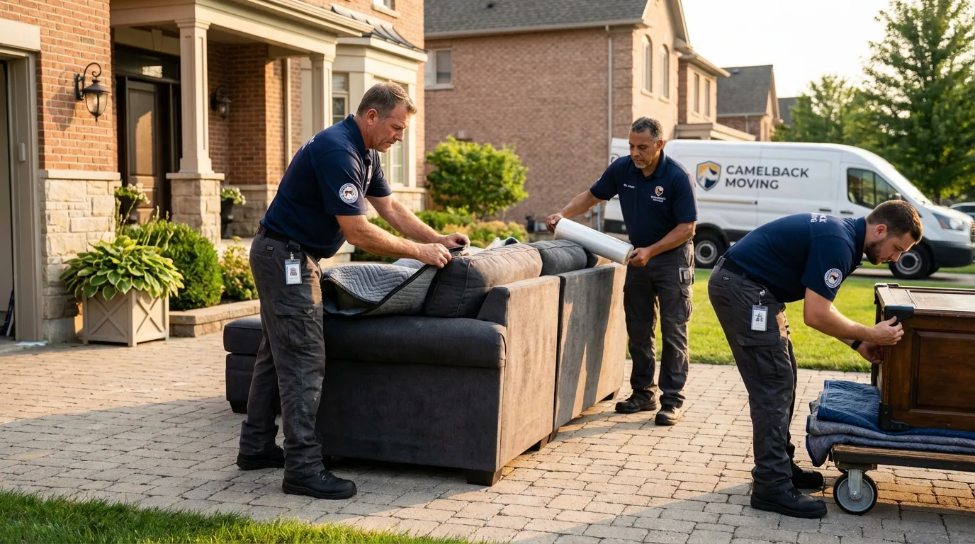 Large estate moving crew wrapping furniture in Corrigan, TX
